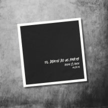 Gothic Wedding Custom Name Black Cocktail Napkin