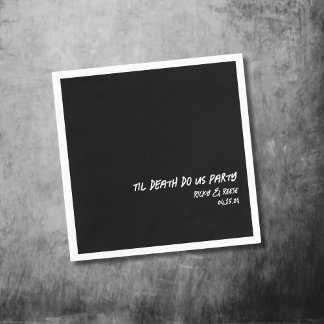 Gothic Wedding Custom Name Black Cocktail Napkin