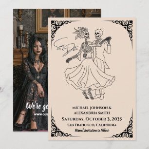 Gothic Wedding Cute Skeletons Dance Van Gogh Style Save The Date