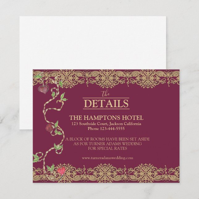 Gothic Wedding Details Card (Front/Back)