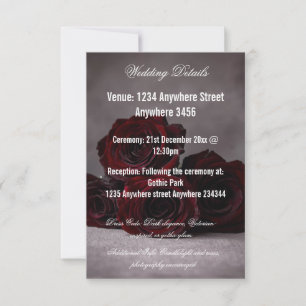 Gothic Wedding Details Card   Dark Romantic