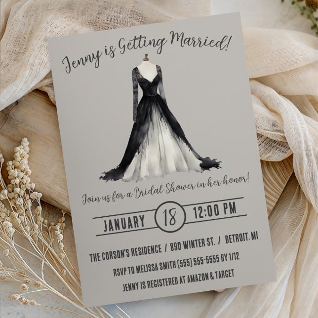 Gothic Wedding Dress Bridal Shower Invitation (Creator Uploaded)