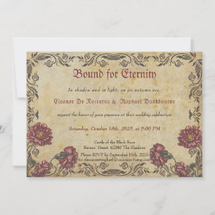 Gothic Wedding Invitation - Dark Flowers Vintage