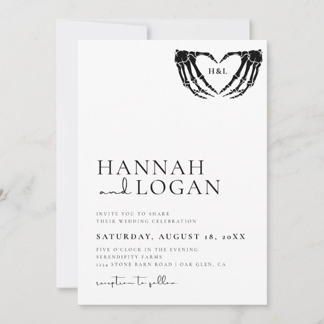 Gothic Wedding Invitation, Minimalist Wedding Invitation (Front)