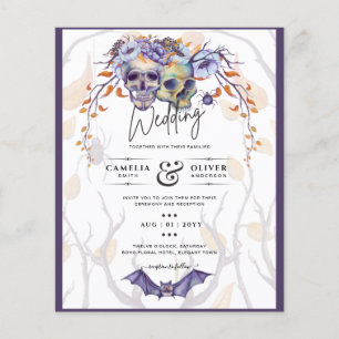 Gothic Wedding Invitation Purple Orange Skulls Flyer