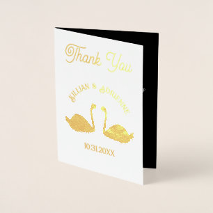 Gothic Wedding Kissing Black Swans Custom Foil Card