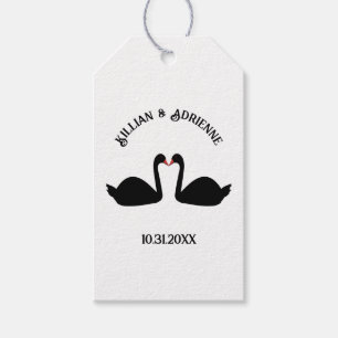 Gothic Wedding Kissing Black Swans Custom Gift Tags