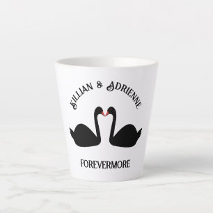 Gothic Wedding Kissing Black Swans Custom Latte Mug