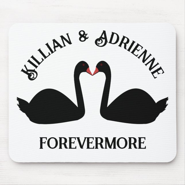 Gothic Wedding Kissing Black Swans Custom Mouse Pad (Front)