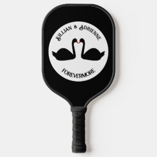 Gothic Wedding Kissing Black Swans Custom Pickleball Paddle