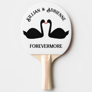 Gothic Wedding Kissing Black Swans Custom Ping Pong Paddle