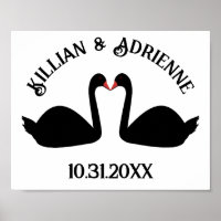 Gothic Wedding Kissing Black Swans Custom