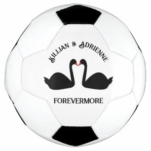 Gothic Wedding Kissing Black Swans Custom Soccer Ball
