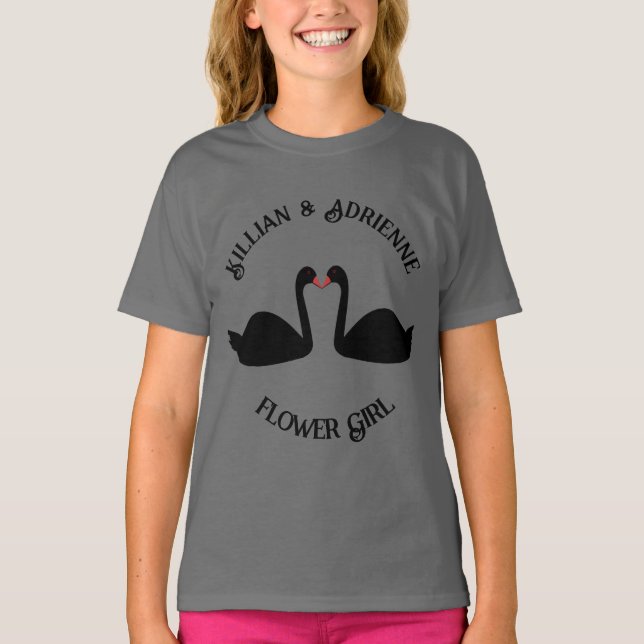 Gothic Wedding Kissing Black Swans Custom T-Shirt (Front)