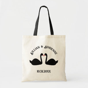 Gothic Wedding Kissing Black Swans Custom Tote Bag
