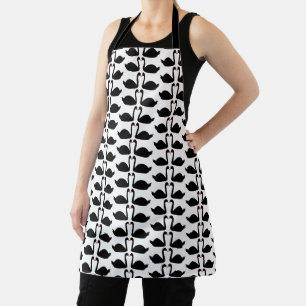Gothic Wedding Kissing Black Swans Patterned Apron