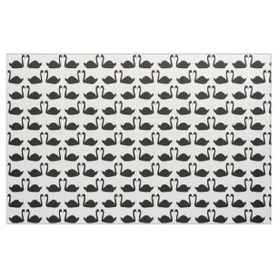 Gothic Wedding Kissing Black Swans Patterned Fabric