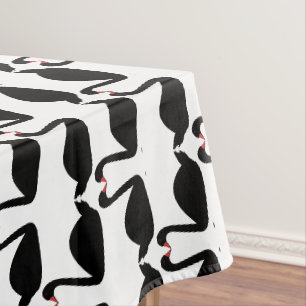 Gothic Wedding Kissing Black Swans Patterned Tablecloth