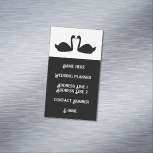 Gothic Wedding Kissing Black Swans Wedding Planner Magnetic Business Card