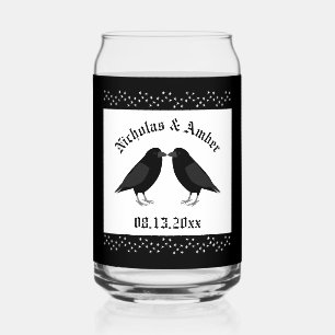 Gothic Wedding Kissing Ravens Custom Can Glass