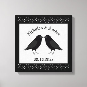 Gothic Wedding Kissing Ravens Custom Canvas Print