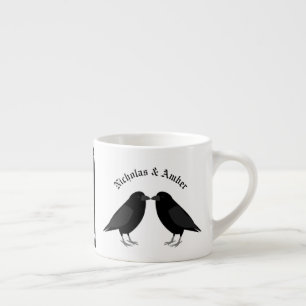 Gothic Wedding Kissing Ravens Custom Espresso Cup