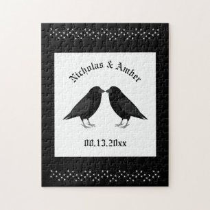 Gothic Wedding Kissing Ravens Custom Jigsaw Puzzle