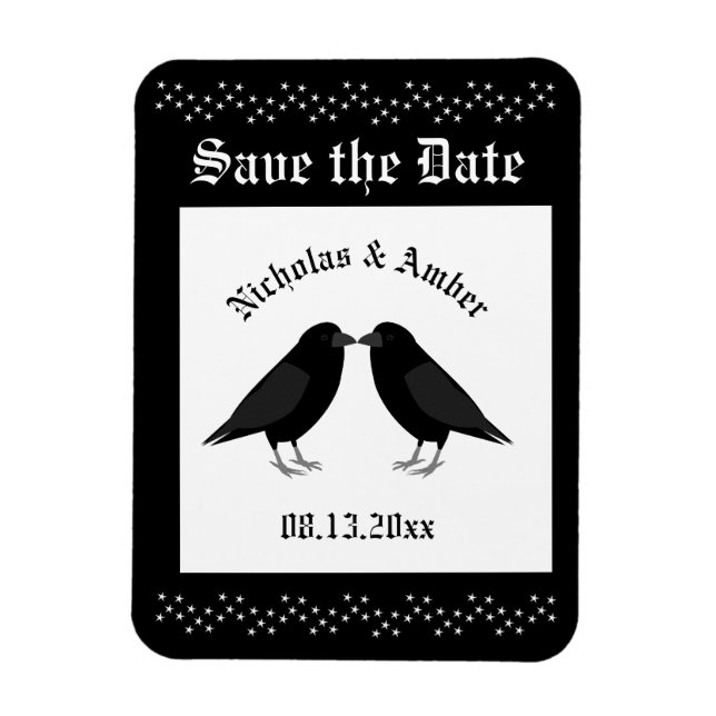 Gothic Wedding Kissing Ravens Custom Magnet (Vertical)