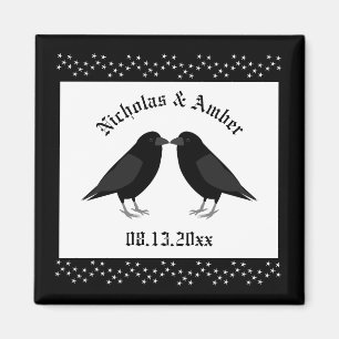 Gothic Wedding Kissing Ravens Custom Magnet
