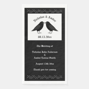 Gothic Wedding Kissing Ravens Custom Napkin
