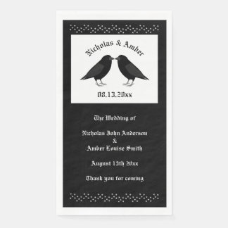 Gothic Wedding Kissing Ravens Custom Napkin