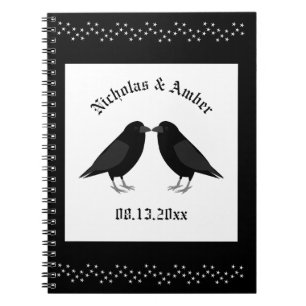 Gothic Wedding Kissing Ravens Custom Notebook