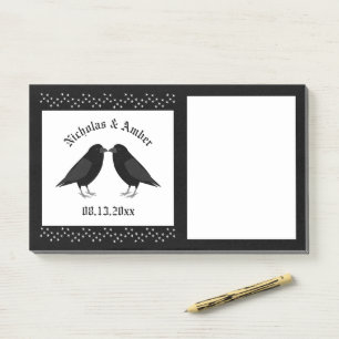 Gothic Wedding Kissing Ravens Custom Post-it Notes