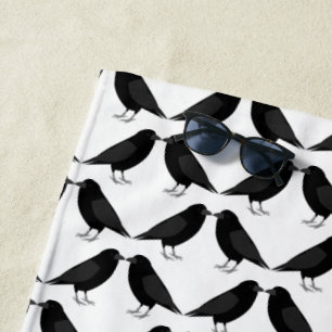 Gothic Wedding Kissing Ravens Patterned Beach Towel