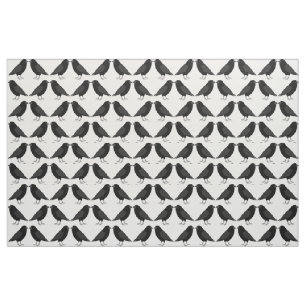 Gothic Wedding Kissing Ravens Patterned Fabric