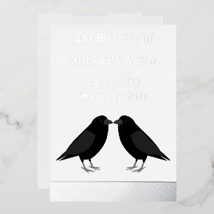 Gothic Wedding Kissing Ravens Save the Date