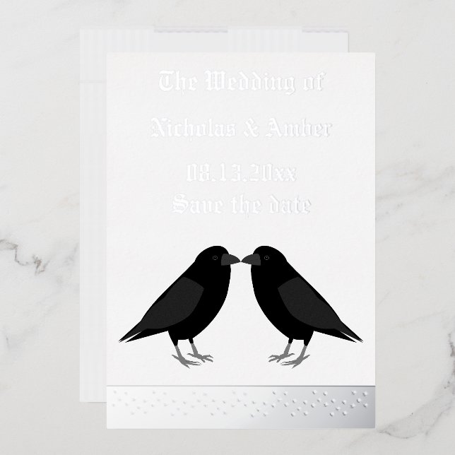 Gothic Wedding Kissing Ravens Save the Date (Envelope)