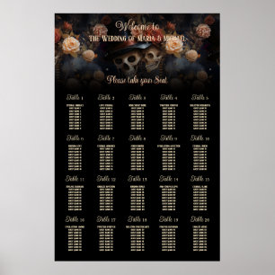 Gothic Wedding Kissing Skulls Table Seating Chart