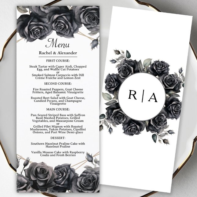 Gothic Wedding Menu Black Roses Floral Gothic Menu (Creator Uploaded)