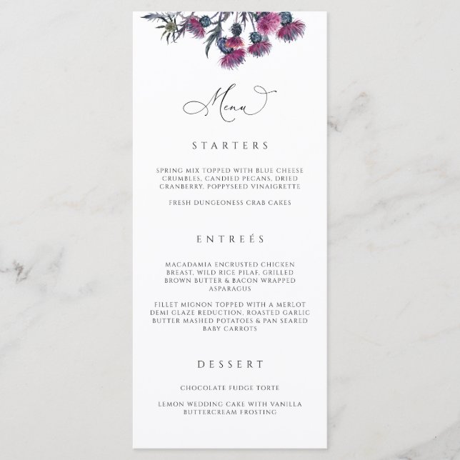Gothic Wedding Menu Card Halloween Party N100 (Front)
