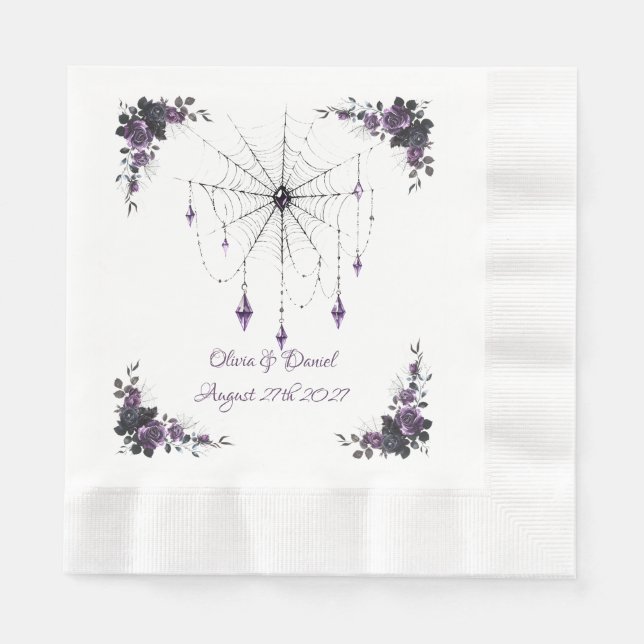 Gothic Wedding Napkins Floral Dark Romance (Front)
