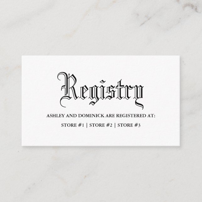 Gothic Wedding Registry  Enclosure Card (Front)