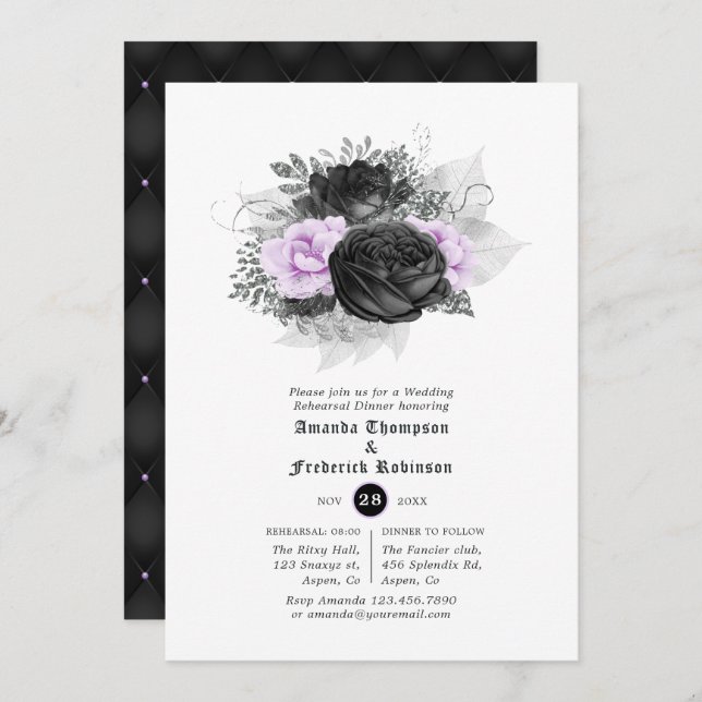 Gothic Wedding Rehearsal Dinner Invitation (Front/Back)