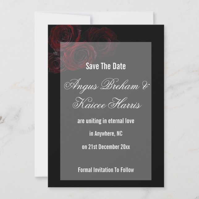 Gothic Wedding Save the Date Card | Dark Romantic  (Front)
