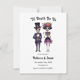 Gothic wedding save the date skeletons announcement