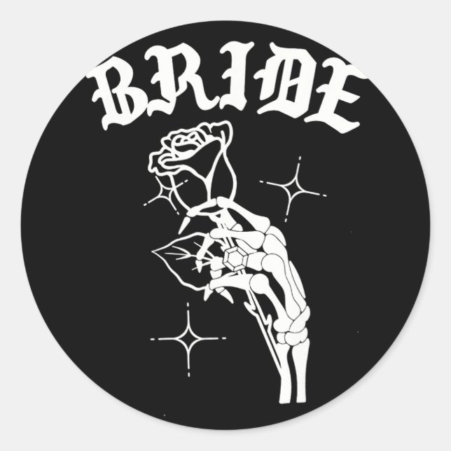 Gothic Wedding Skeleton Bride Spooky Halloween Jus Classic Round Sticker (Front)