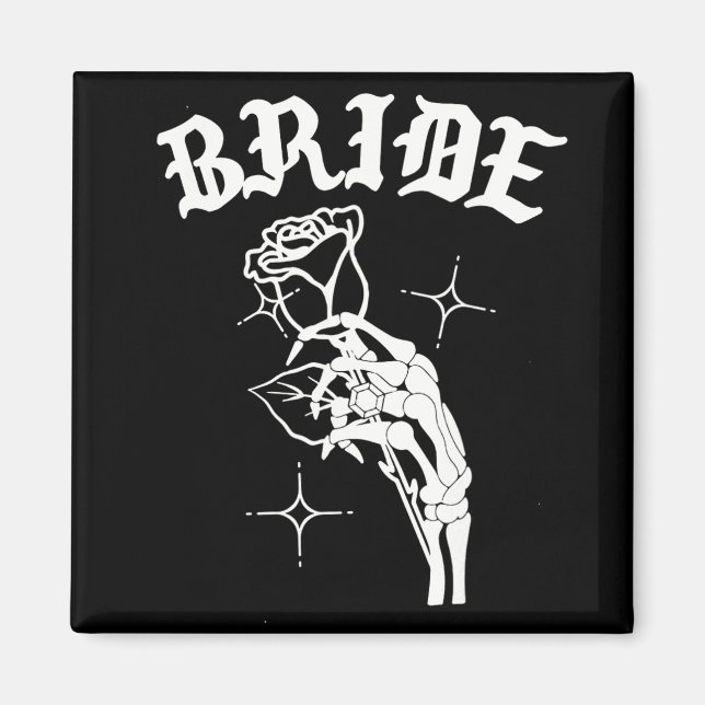 Gothic Wedding Skeleton Bride Spooky Halloween Jus Magnet (Front)
