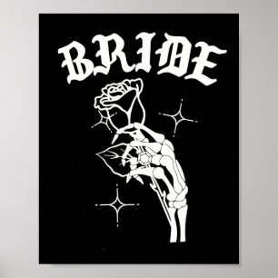 Gothic Wedding Skeleton Bride Spooky Halloween Jus Poster