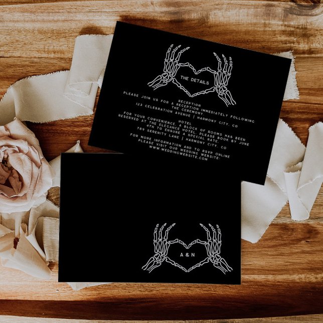 Gothic Wedding Skeleton Hands Wedding Details  Enclosure Card (Creator Uploaded)