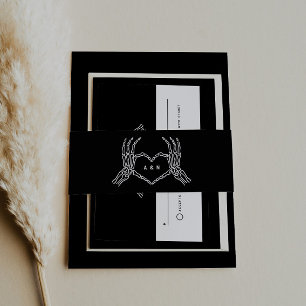 Gothic Wedding Skeleton Hands Wedding Invitation Invitation Belly Band